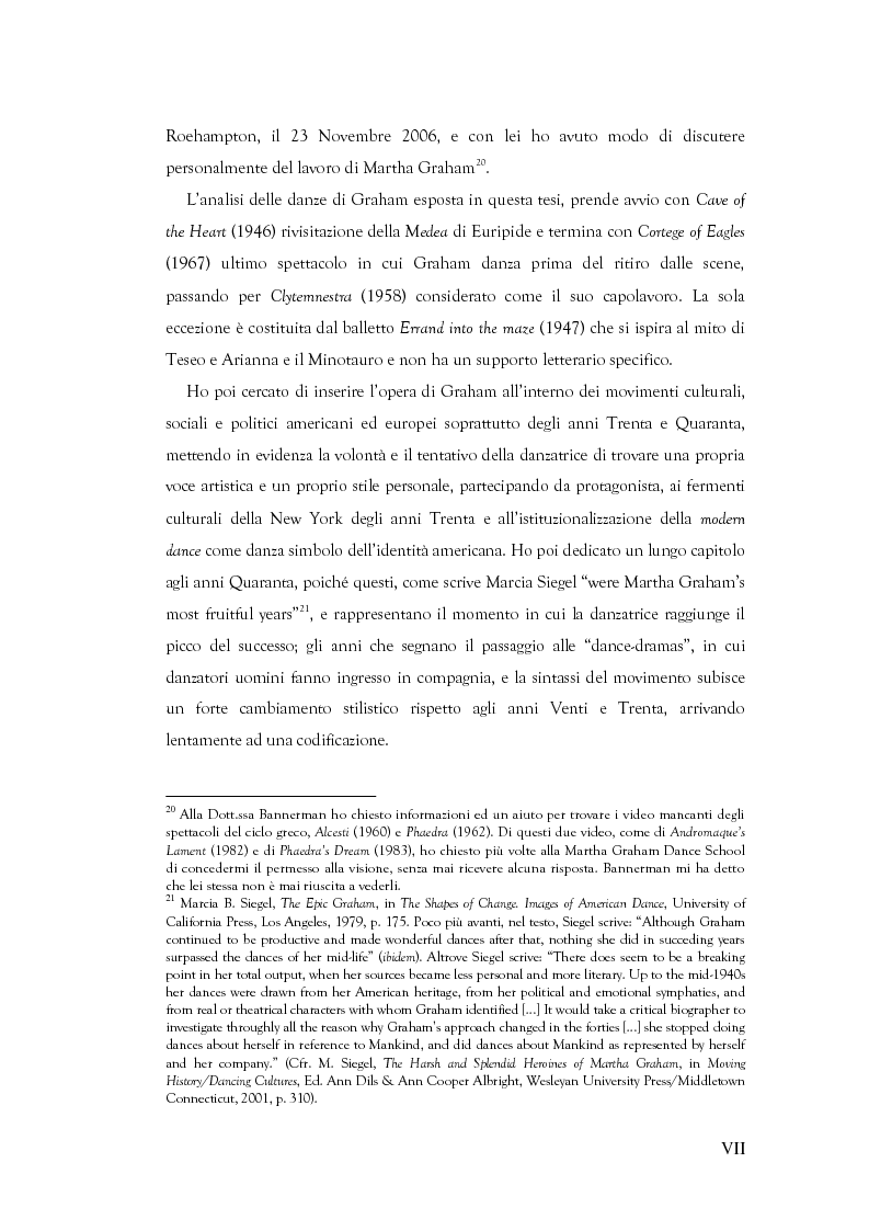 Anteprima della tesi: Mito e Tragedia nella coreografia di Martha Graham e Virgilio Sieni, Pagina 7