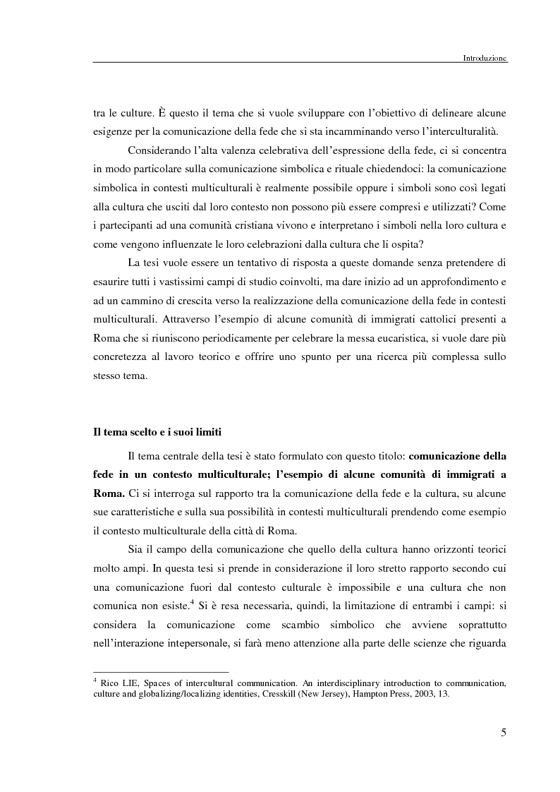 Anteprima della tesi: Comunicazione delle fede in un contesto multiculturale. L'esempio di alcune comunità di immigrati a Roma., Pagina 2