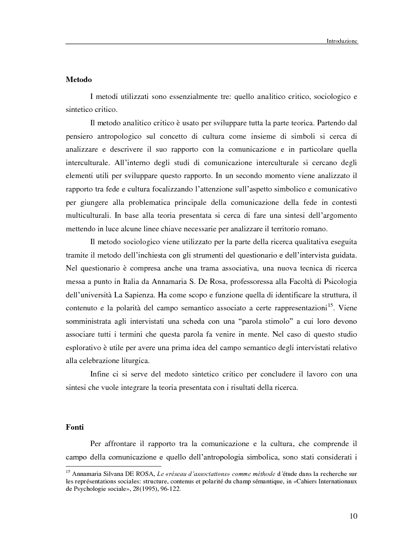 Anteprima della tesi: Comunicazione delle fede in un contesto multiculturale. L'esempio di alcune comunità di immigrati a Roma., Pagina 7