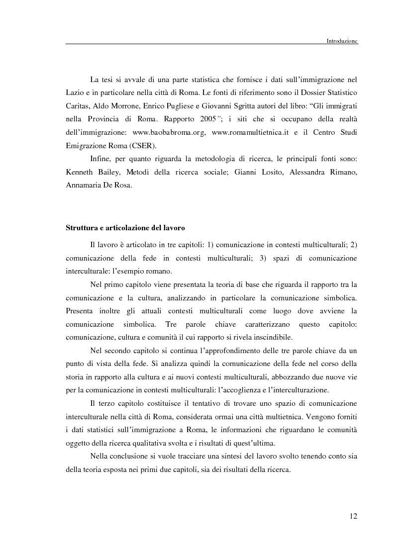 Anteprima della tesi: Comunicazione delle fede in un contesto multiculturale. L'esempio di alcune comunità di immigrati a Roma., Pagina 9
