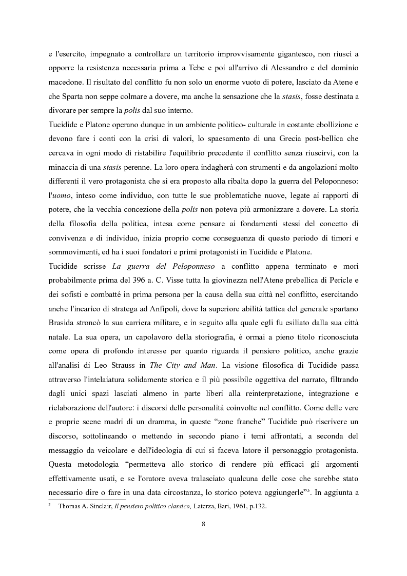 Anteprima della tesi: Tucidide e Platone - La crisi della città tra storia e filosofia della politica, Pagina 4