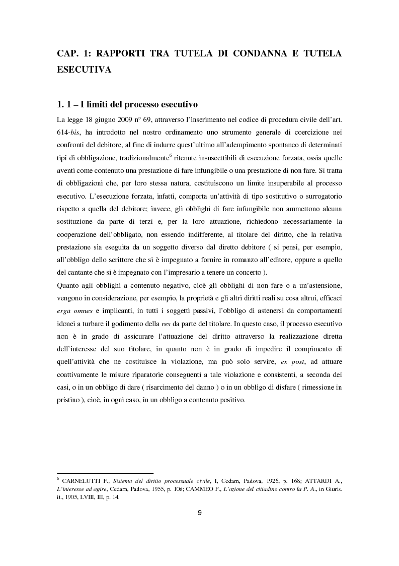 Anteprima della tesi: L'attuazione degli obblighi di fare infungibile e di non fare (Art. 614 bis c.p.c.), Pagina 7