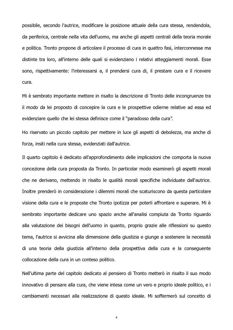 Anteprima della tesi: L'etica della cura: le tesi di J. Tronto e M. Nussbaum a confronto, Pagina 4