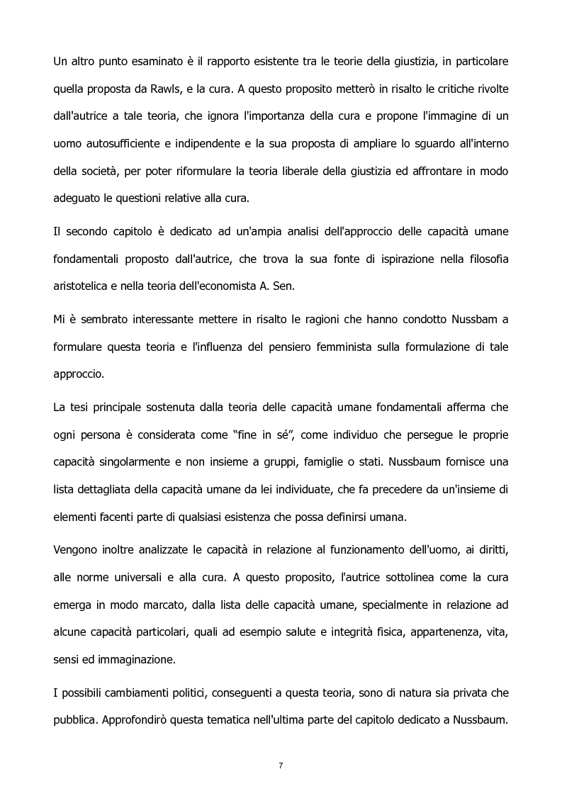 Anteprima della tesi: L'etica della cura: le tesi di J. Tronto e M. Nussbaum a confronto, Pagina 7