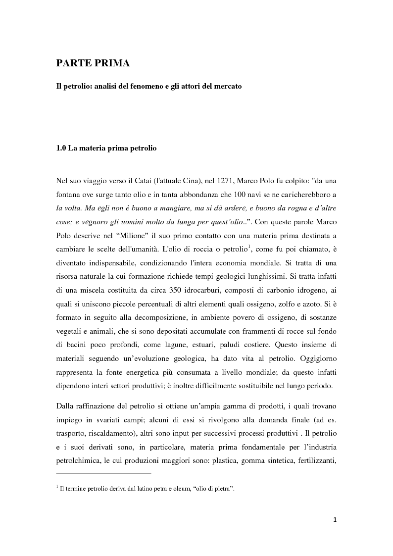 Anteprima della tesi: Il mercato petrolifero: gli strumenti di formazione dei prezzi e le conseguenze macroeconomiche, Pagina 4