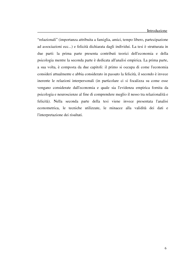 Anteprima della tesi: Felicità e relazioni interpersonali in economia: teoria e analisi empirica, Pagina 3