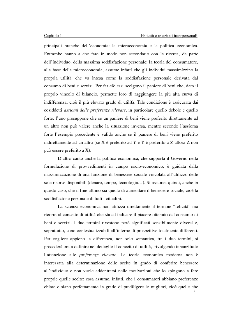 Anteprima della tesi: Felicità e relazioni interpersonali in economia: teoria e analisi empirica, Pagina 5