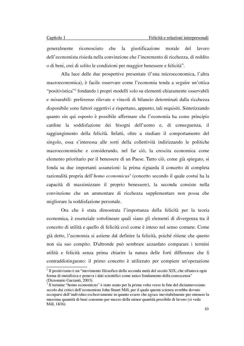 Anteprima della tesi: Felicità e relazioni interpersonali in economia: teoria e analisi empirica, Pagina 7