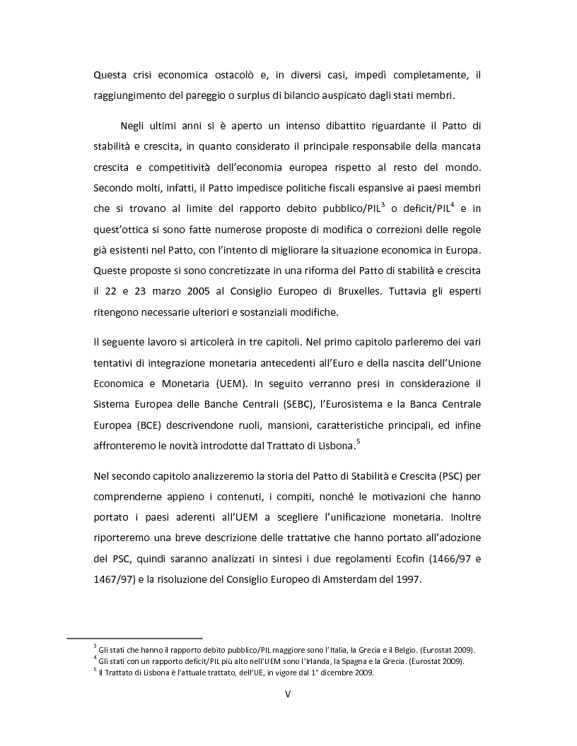 Anteprima della tesi: Il Patto di stabilità e crescita dell'Unione Europea: una prospettiva giuridica ed economica, Pagina 2