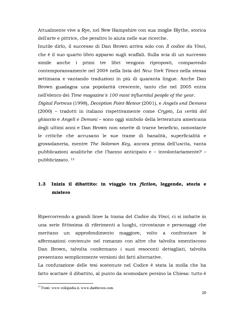 Anteprima della tesi: Il codice da Vinci vs Opus Dei: scontro frontale tra vero, verosimile, fiction e mistero. Dal caso letterario al dibattito mediatico, Pagina 11