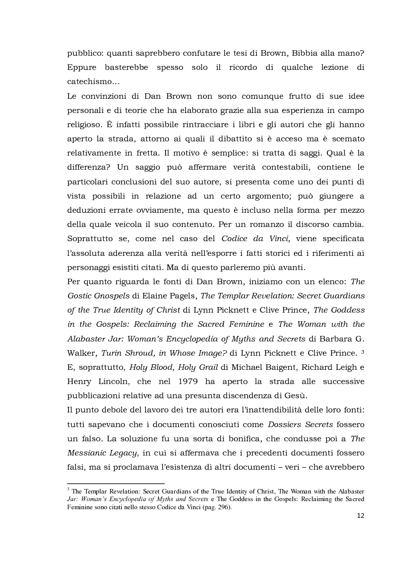 Anteprima della tesi: Il codice da Vinci vs Opus Dei: scontro frontale tra vero, verosimile, fiction e mistero. Dal caso letterario al dibattito mediatico, Pagina 3