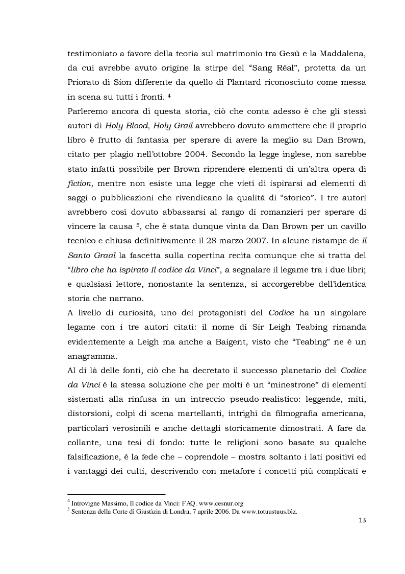 Anteprima della tesi: Il codice da Vinci vs Opus Dei: scontro frontale tra vero, verosimile, fiction e mistero. Dal caso letterario al dibattito mediatico, Pagina 4