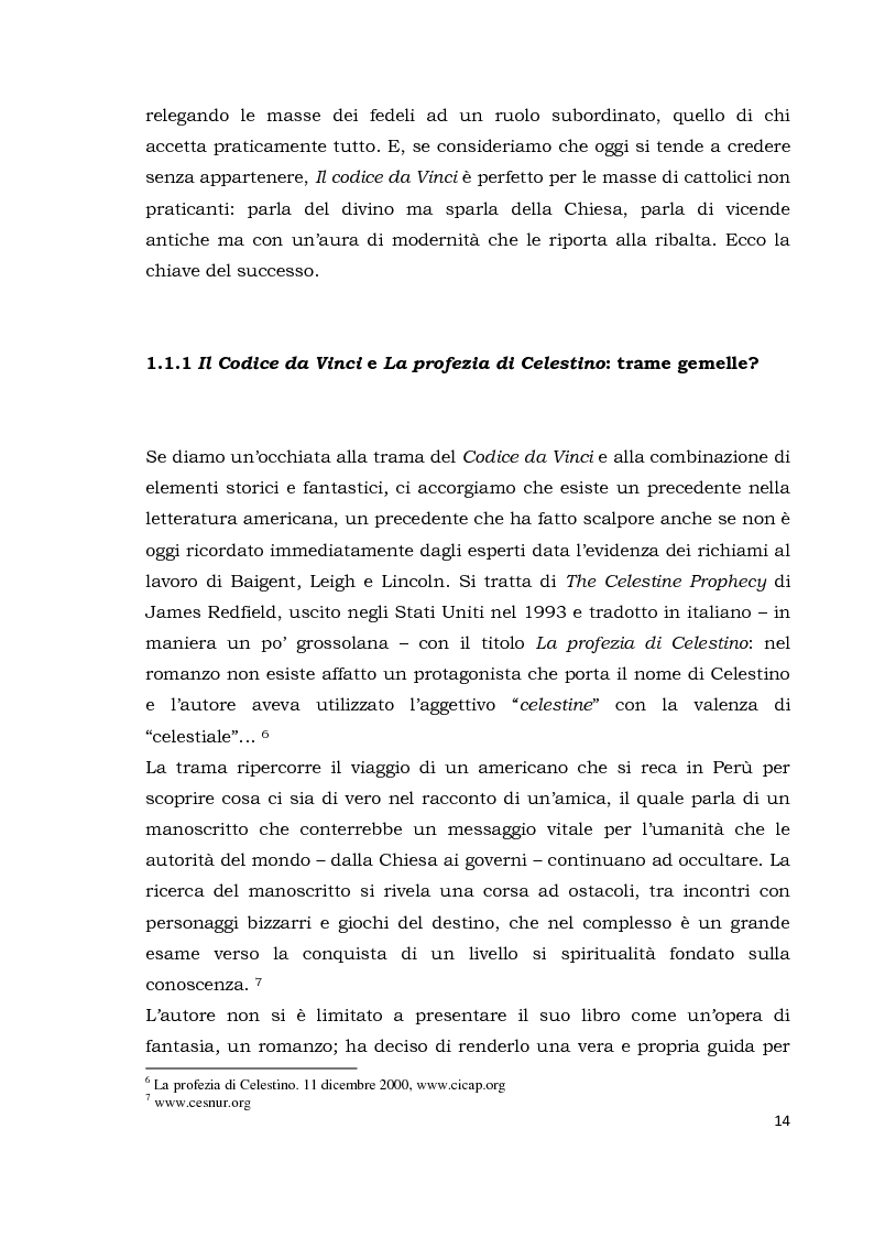 Anteprima della tesi: Il codice da Vinci vs Opus Dei: scontro frontale tra vero, verosimile, fiction e mistero. Dal caso letterario al dibattito mediatico, Pagina 5