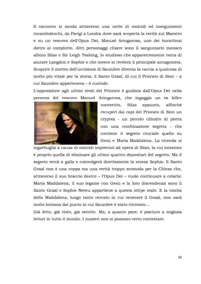 Anteprima della tesi: Il codice da Vinci vs Opus Dei: scontro frontale tra vero, verosimile, fiction e mistero. Dal caso letterario al dibattito mediatico, Pagina 7