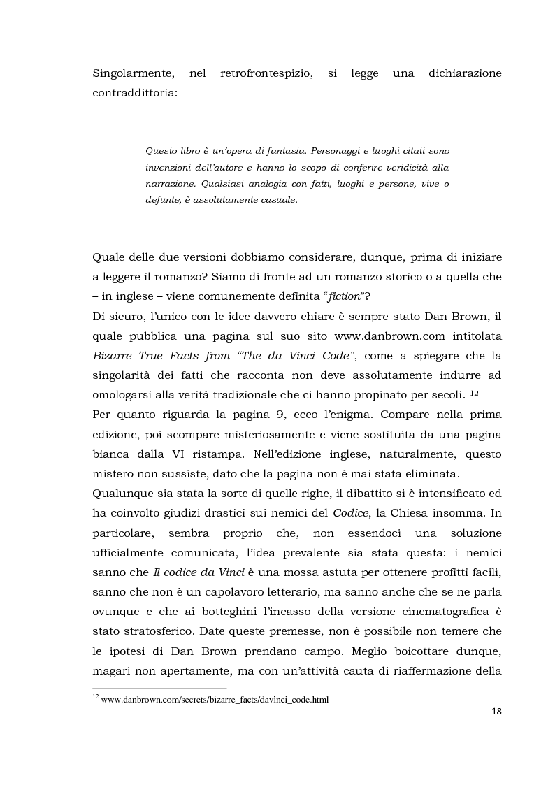 Anteprima della tesi: Il codice da Vinci vs Opus Dei: scontro frontale tra vero, verosimile, fiction e mistero. Dal caso letterario al dibattito mediatico, Pagina 9