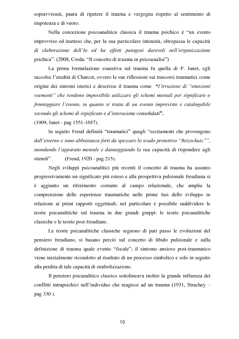 Anteprima della tesi: Il trauma in psicoanalisi: meccanismi di difesa implicati nelle nevrosi post-traumatiche e conseguenze del trauma sulla personalità, Pagina 2
