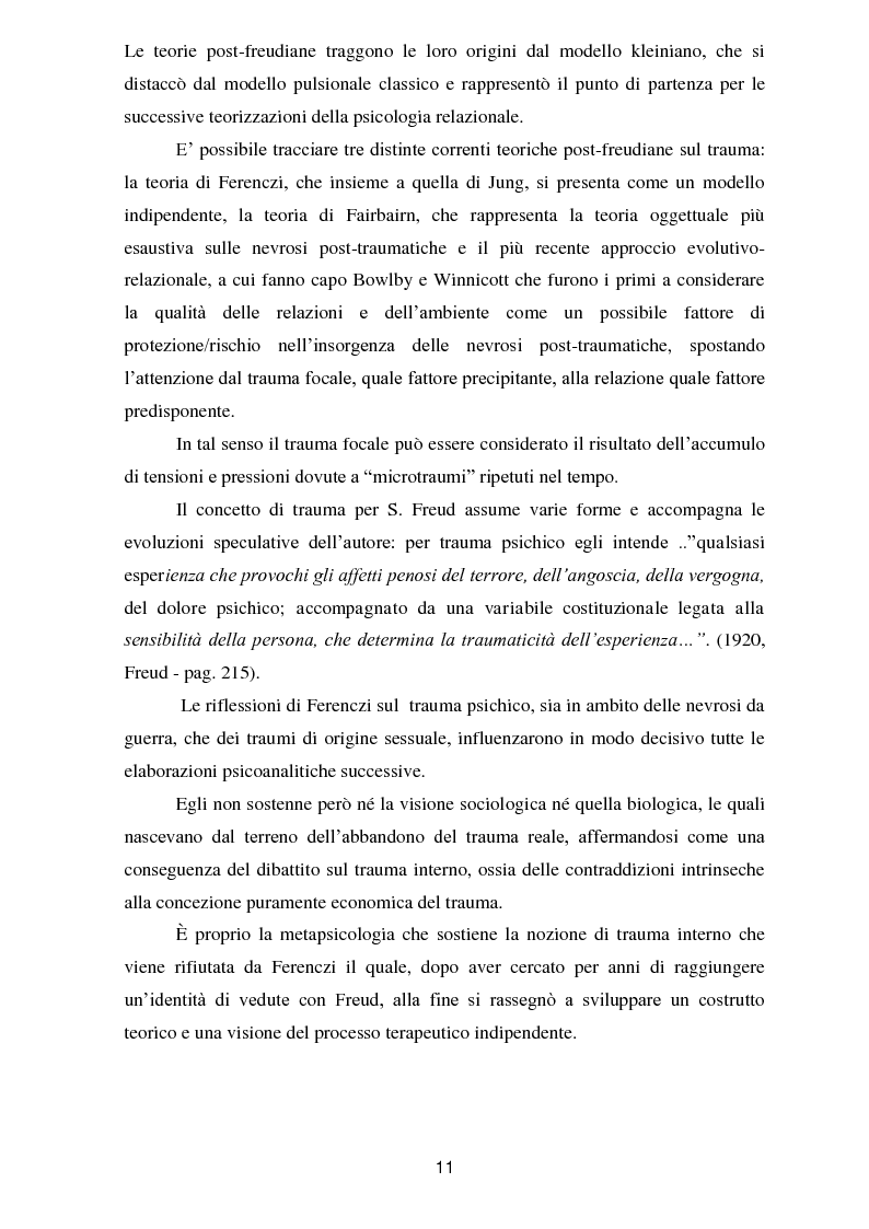 Anteprima della tesi: Il trauma in psicoanalisi: meccanismi di difesa implicati nelle nevrosi post-traumatiche e conseguenze del trauma sulla personalità, Pagina 3