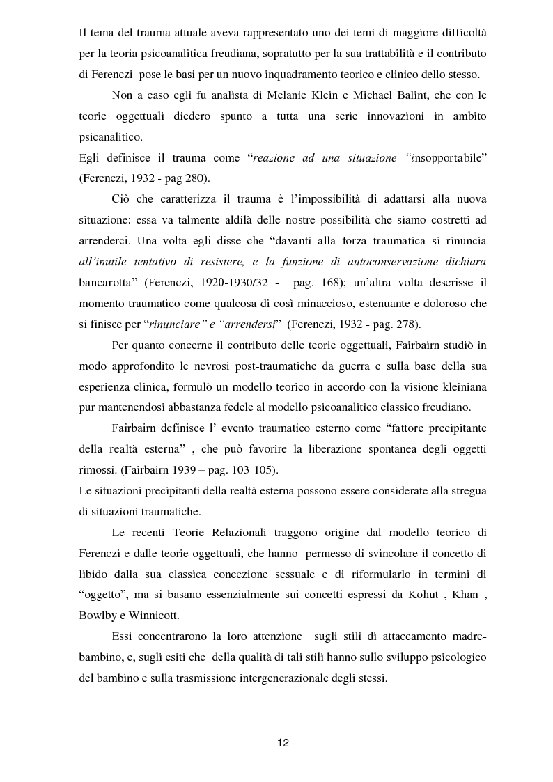 Anteprima della tesi: Il trauma in psicoanalisi: meccanismi di difesa implicati nelle nevrosi post-traumatiche e conseguenze del trauma sulla personalità, Pagina 4
