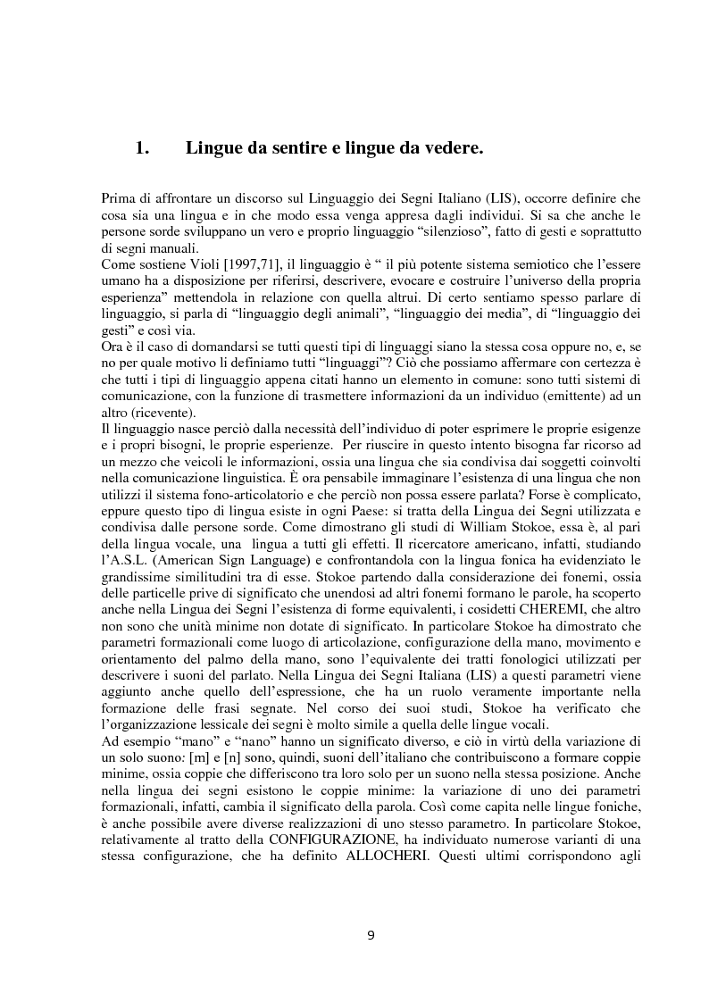 Anteprima della tesi: Lingua dei segni italiana e tedesca: un'analisi comparativa. Il campo semantico dei mestieri e degli animali., Pagina 3