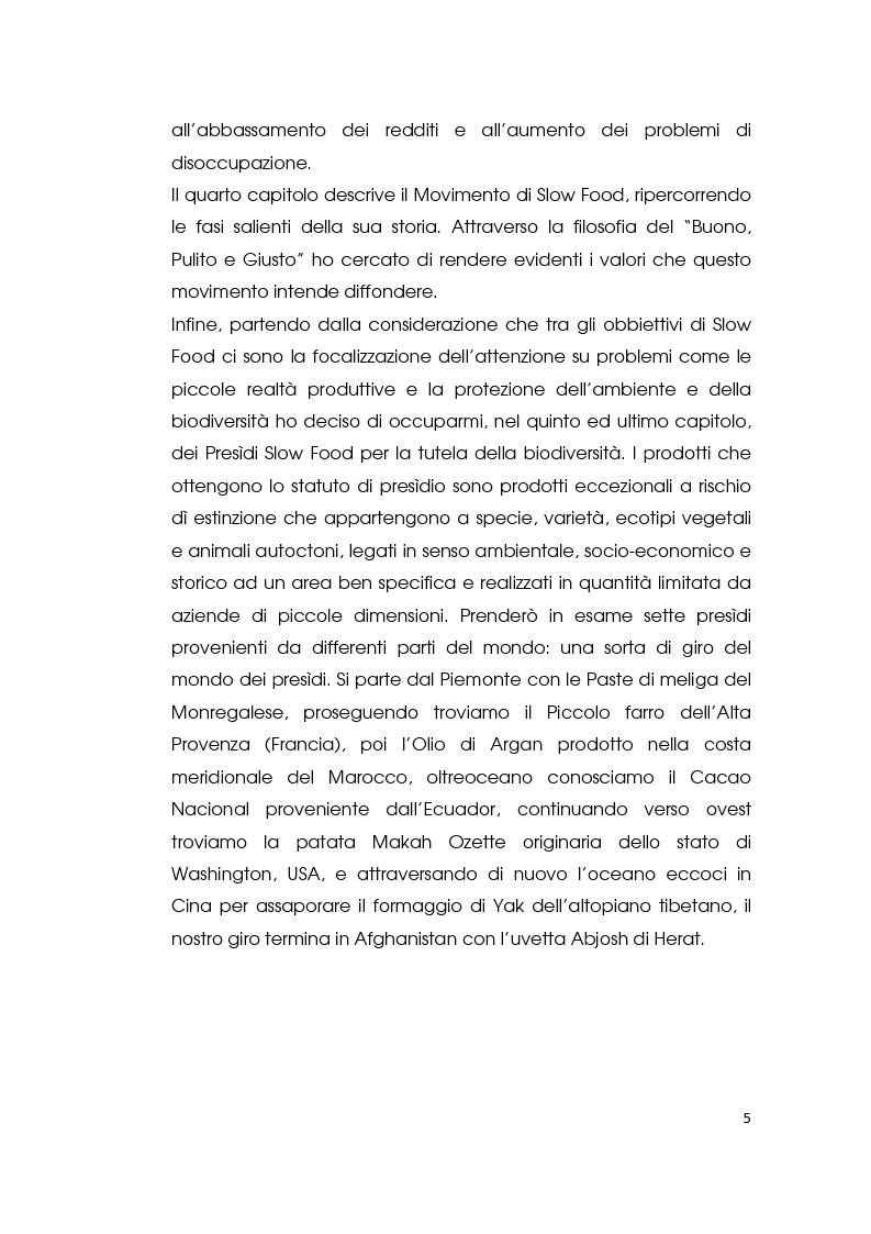 Anteprima della tesi: I consumi alimentari sostenibili e l'attività di Slow Food, Pagina 3