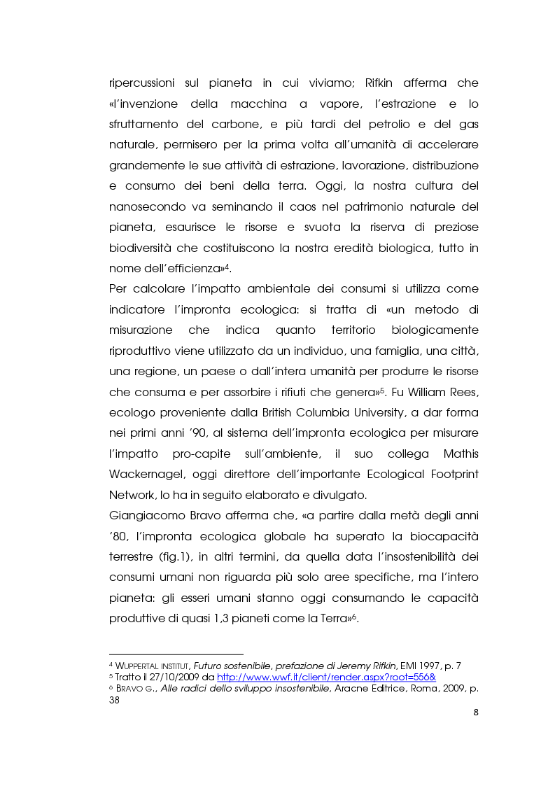 Anteprima della tesi: I consumi alimentari sostenibili e l'attività di Slow Food, Pagina 6