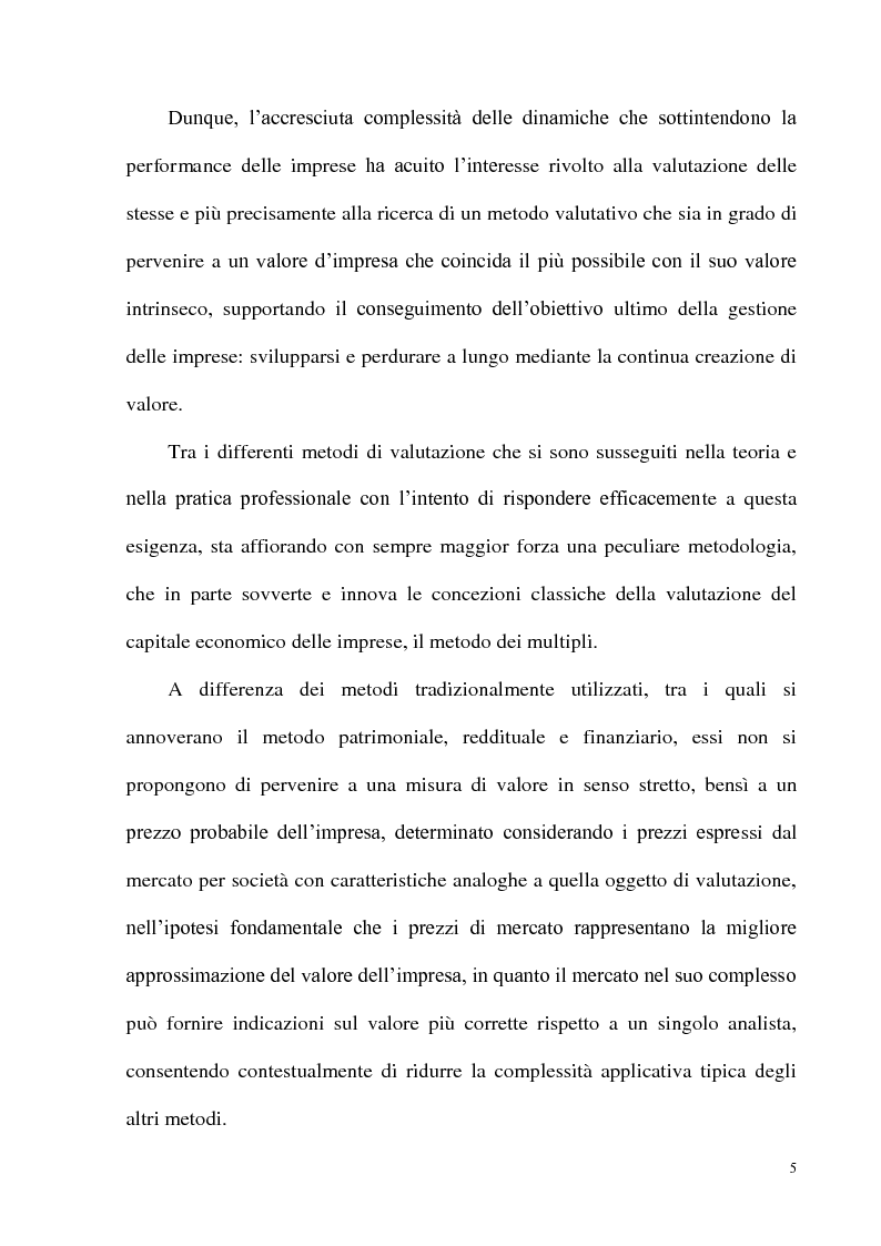Anteprima della tesi: Il metodo dei multipli nella valutazione delle aziende: il caso delle initial public offering, Pagina 2