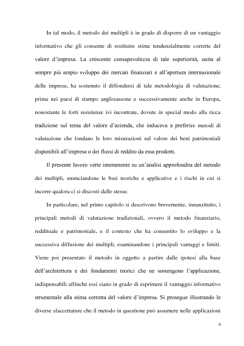 Anteprima della tesi: Il metodo dei multipli nella valutazione delle aziende: il caso delle initial public offering, Pagina 3