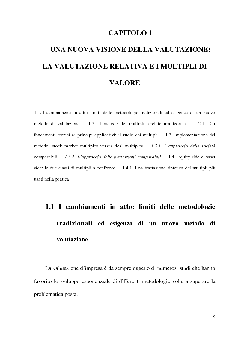 Anteprima della tesi: Il metodo dei multipli nella valutazione delle aziende: il caso delle initial public offering, Pagina 6