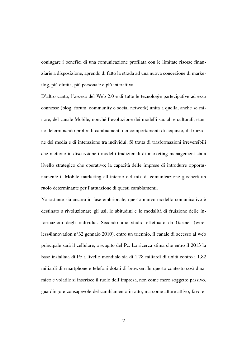 Anteprima della tesi: Il mobile marketing: caratteri, strumenti ed esperienze aziendali, Pagina 2