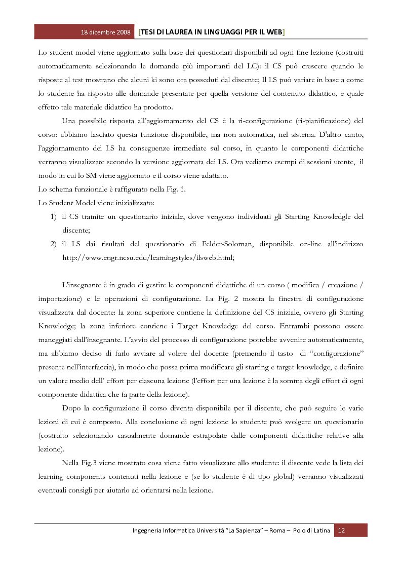 Anteprima della tesi: Sviluppo software di un sistema per la web-based learning: gestione della personalizzazione e dell’adattatività in base alle conoscenze possedute ed acquisite dal discente, Pagina 10