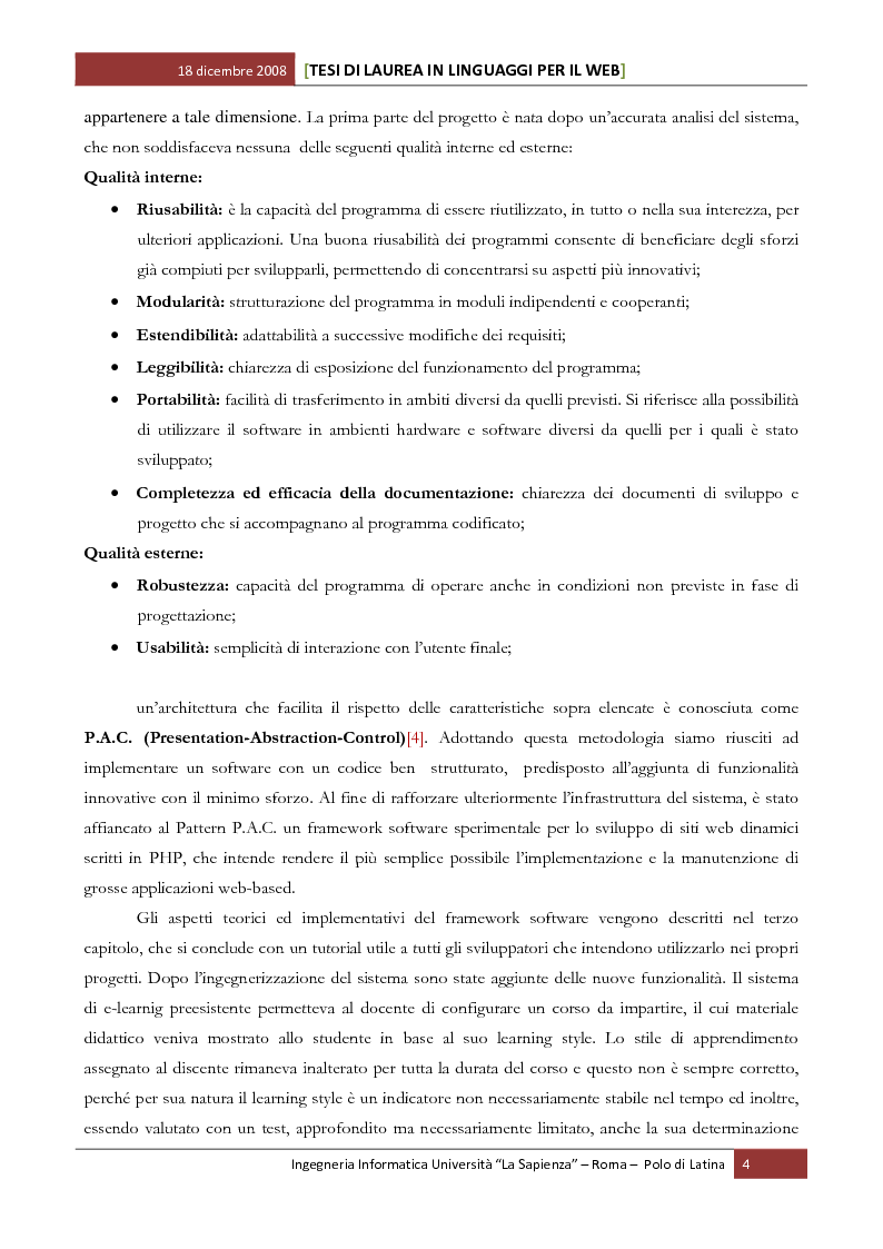 Anteprima della tesi: Sviluppo software di un sistema per la web-based learning: gestione della personalizzazione e dell’adattatività in base alle conoscenze possedute ed acquisite dal discente, Pagina 2