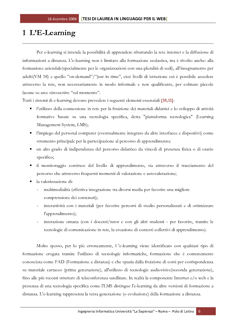 Anteprima della tesi: Sviluppo software di un sistema per la web-based learning: gestione della personalizzazione e dell’adattatività in base alle conoscenze possedute ed acquisite dal discente, Pagina 4