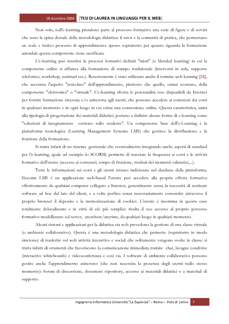Anteprima della tesi: Sviluppo software di un sistema per la web-based learning: gestione della personalizzazione e dell’adattatività in base alle conoscenze possedute ed acquisite dal discente, Pagina 5