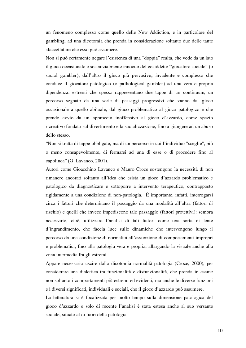 Estratto dalla tesi: Gruppo e gioco d'azzardo