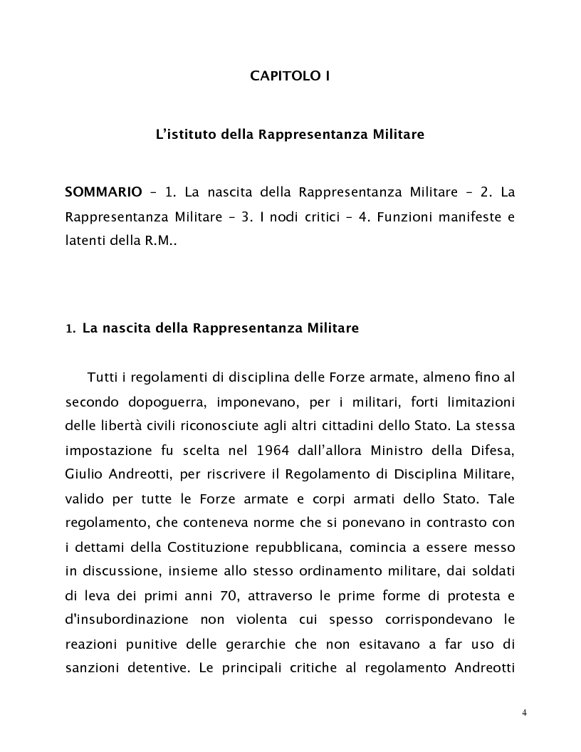 Anteprima della tesi: Comandare nel consenso. La rappresentanza degli interessi del personale nell'organizzazione militare., Pagina 4