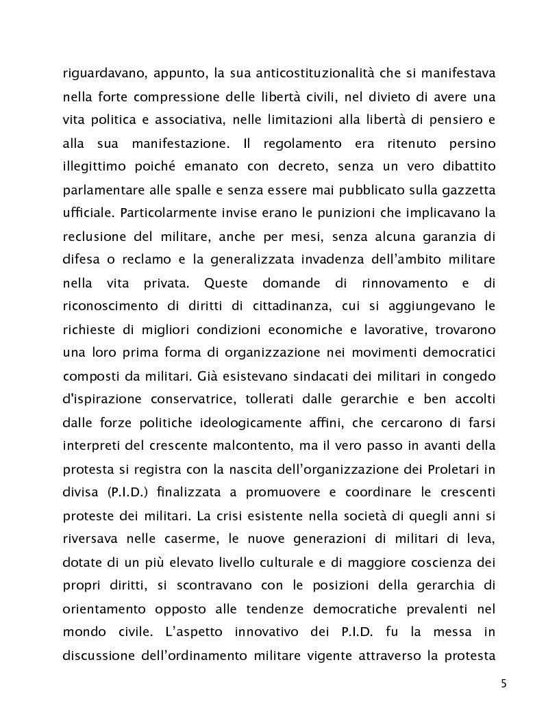 Anteprima della tesi: Comandare nel consenso. La rappresentanza degli interessi del personale nell'organizzazione militare., Pagina 5
