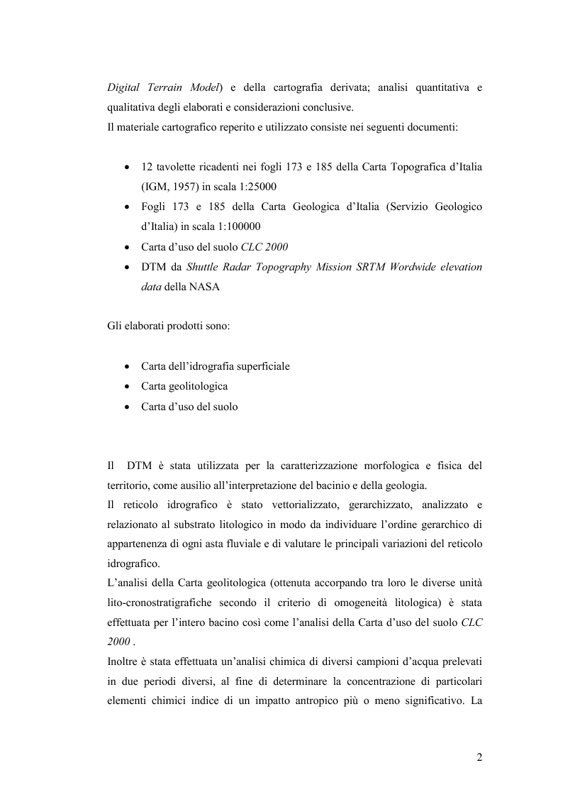 Anteprima della tesi: Caratterizzazione geo-ambientale del bacino idrografico del F. Calore nel tratto compreso tra la confluenza con il F. Sabato e quella con il F. Volturno, Pagina 3