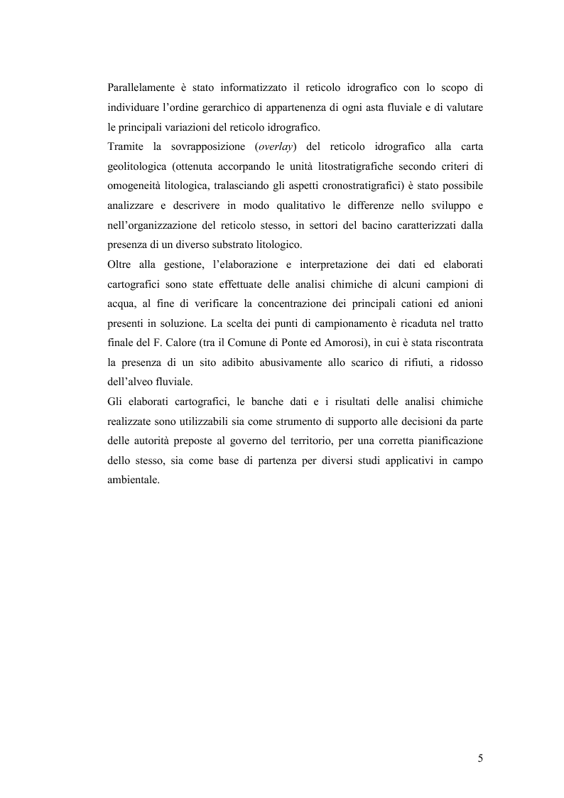 Anteprima della tesi: Caratterizzazione geo-ambientale del bacino idrografico del F. Calore nel tratto compreso tra la confluenza con il F. Sabato e quella con il F. Volturno, Pagina 6