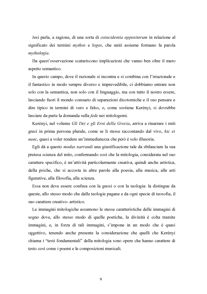 Anteprima della tesi: Mitologia, mito e mito dell'uomo in Karoly Kerenyi, Pagina 7