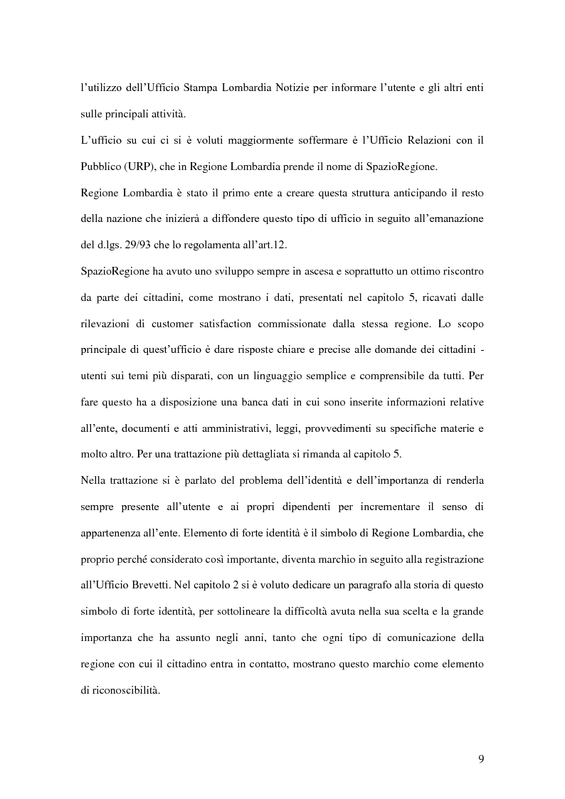 Anteprima della tesi: La comunicazione pubblica e istituzionale di Regione Lombardia, Pagina 7