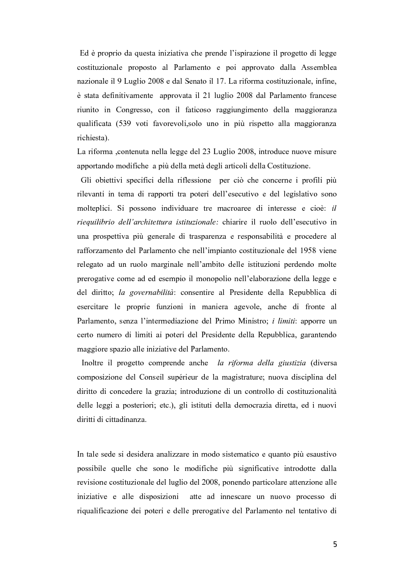 Anteprima della tesi: Il Parlamento nella riforma costituzionale francese del luglio 2008, Pagina 3