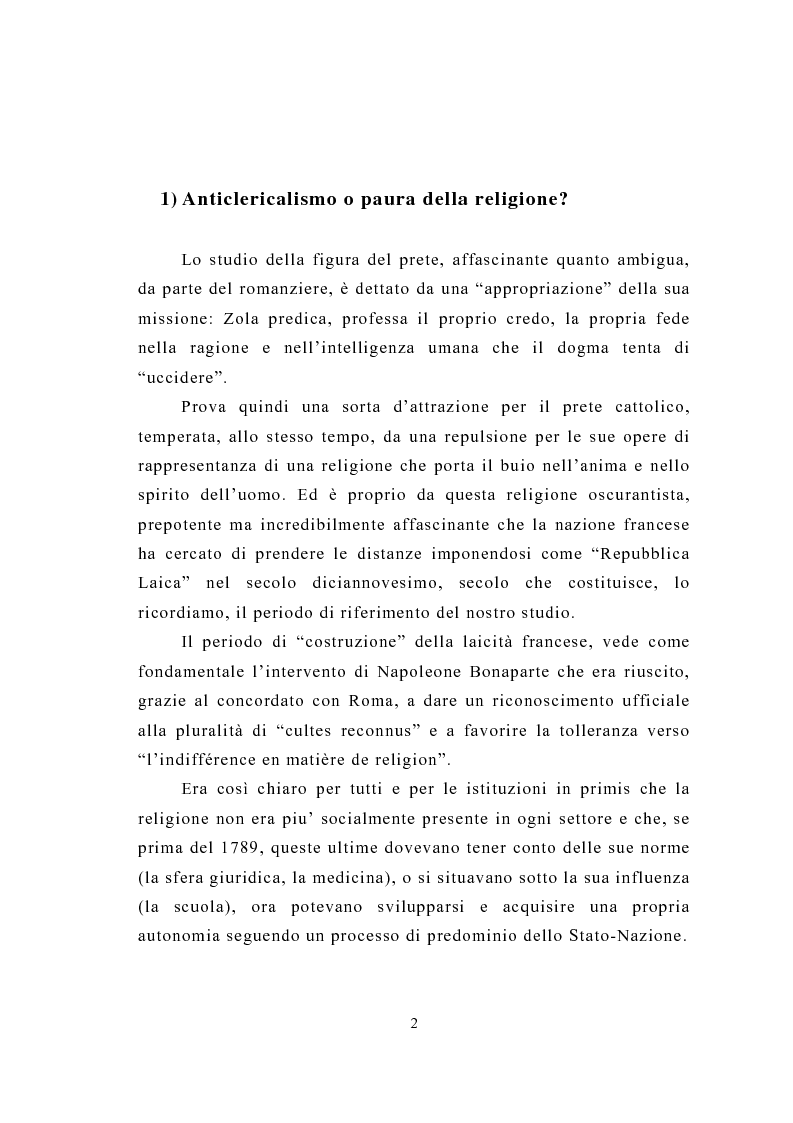 Anteprima della tesi: La figura del religioso nelle opere di Emile Zola, Pagina 6