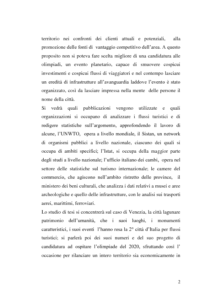 Anteprima della tesi: Gli eventi e i flussi turistici: il progetto Venezia 2020, Pagina 2