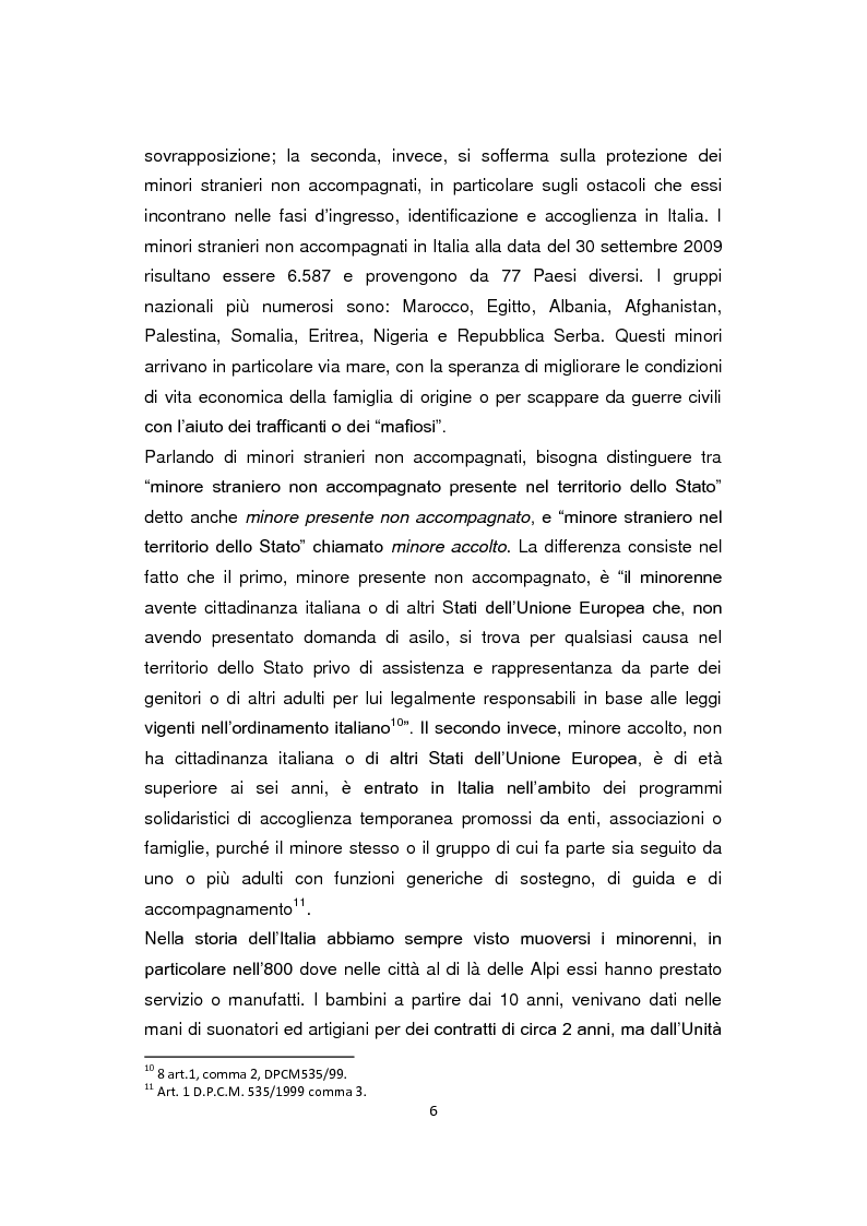 Anteprima della tesi: ''Pane e Coraggio'' - Condizioni e vissuti di minori stranieri non accompagnati, Pagina 6