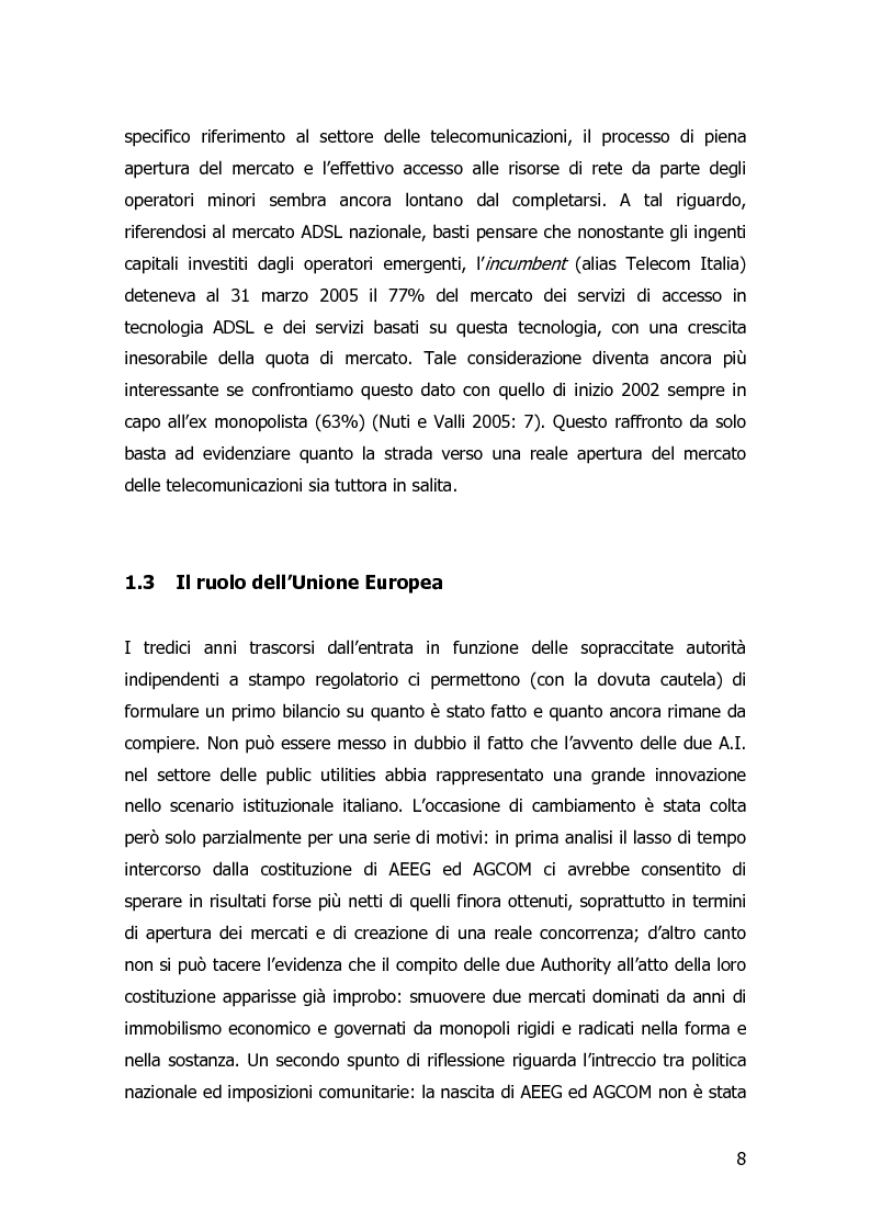 Anteprima della tesi: Garanzia, vigilanza e controllo: il ruolo dell'AGCOM nel mercato delle telecomunicazioni mobili italiane, Pagina 5