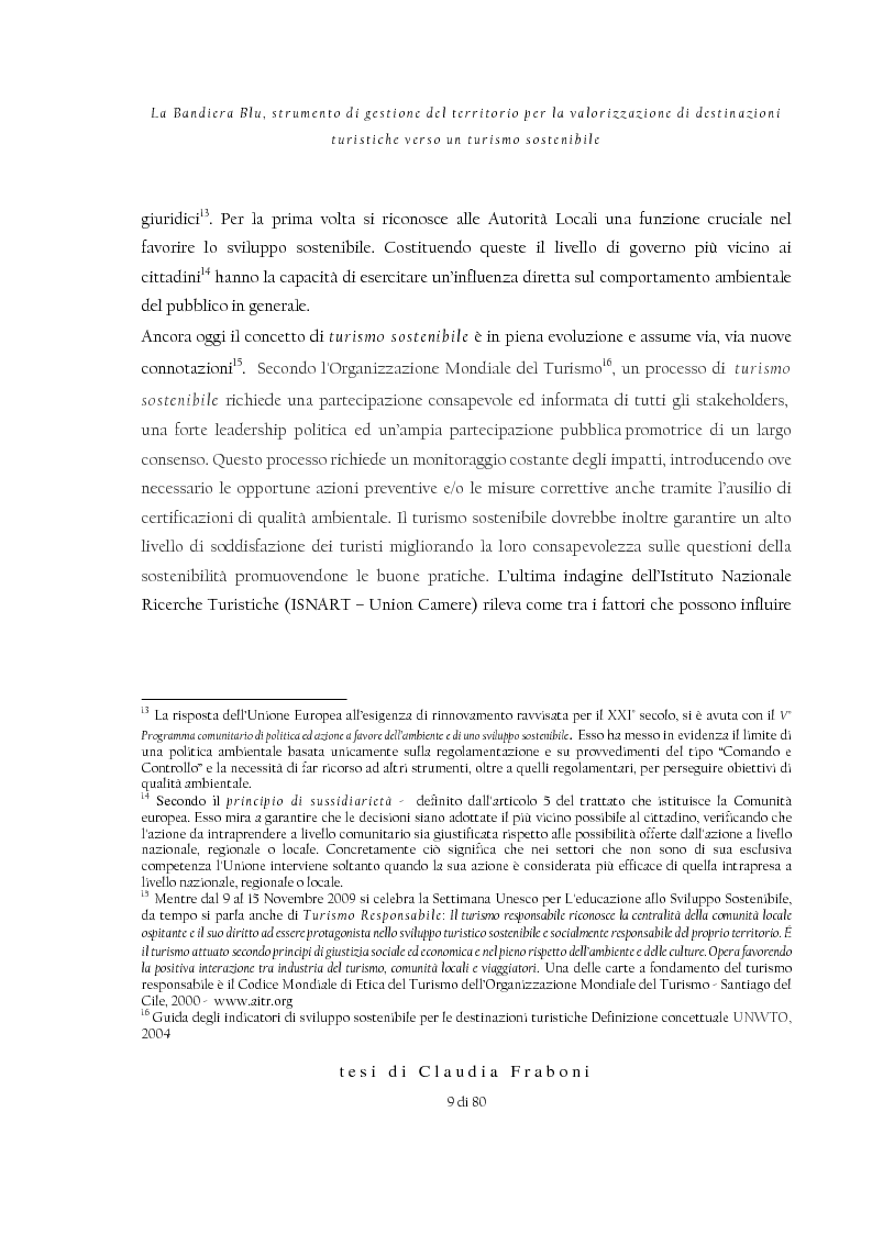 Anteprima della tesi: La Bandiera Blu, strumento di gestione del territorio per la valorizzazione di destinazioni turistiche verso un turismo sostenibile, Pagina 5