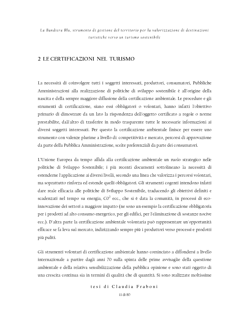 Anteprima della tesi: La Bandiera Blu, strumento di gestione del territorio per la valorizzazione di destinazioni turistiche verso un turismo sostenibile, Pagina 7