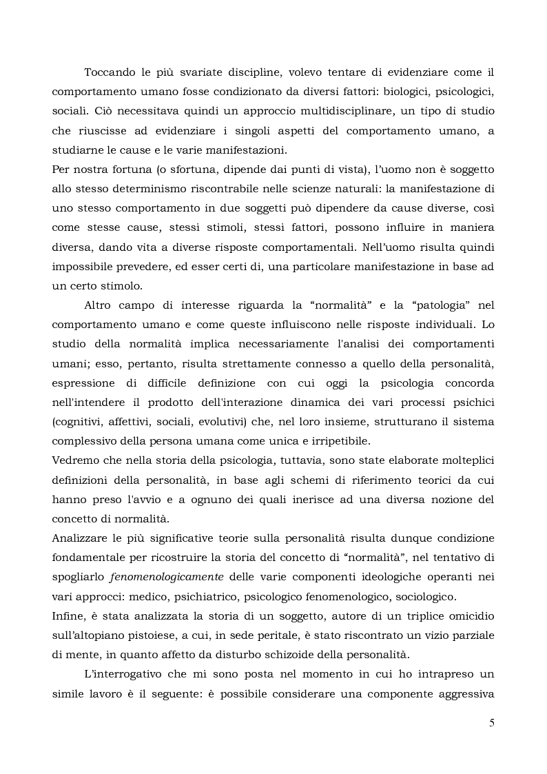 Anteprima della tesi: Il comportamento individuale tra normalità e patologia. L'agire sociale come oggetto di studio complesso., Pagina 3