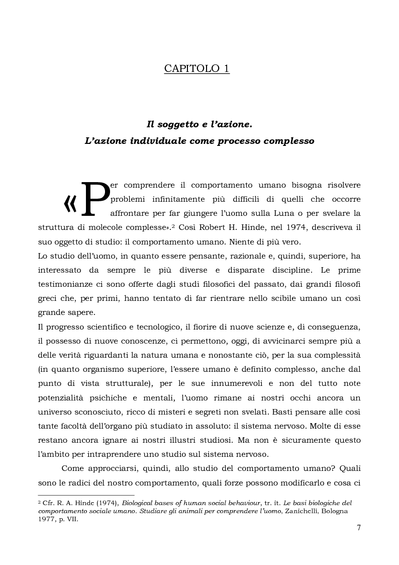 Anteprima della tesi: Il comportamento individuale tra normalità e patologia. L'agire sociale come oggetto di studio complesso., Pagina 5