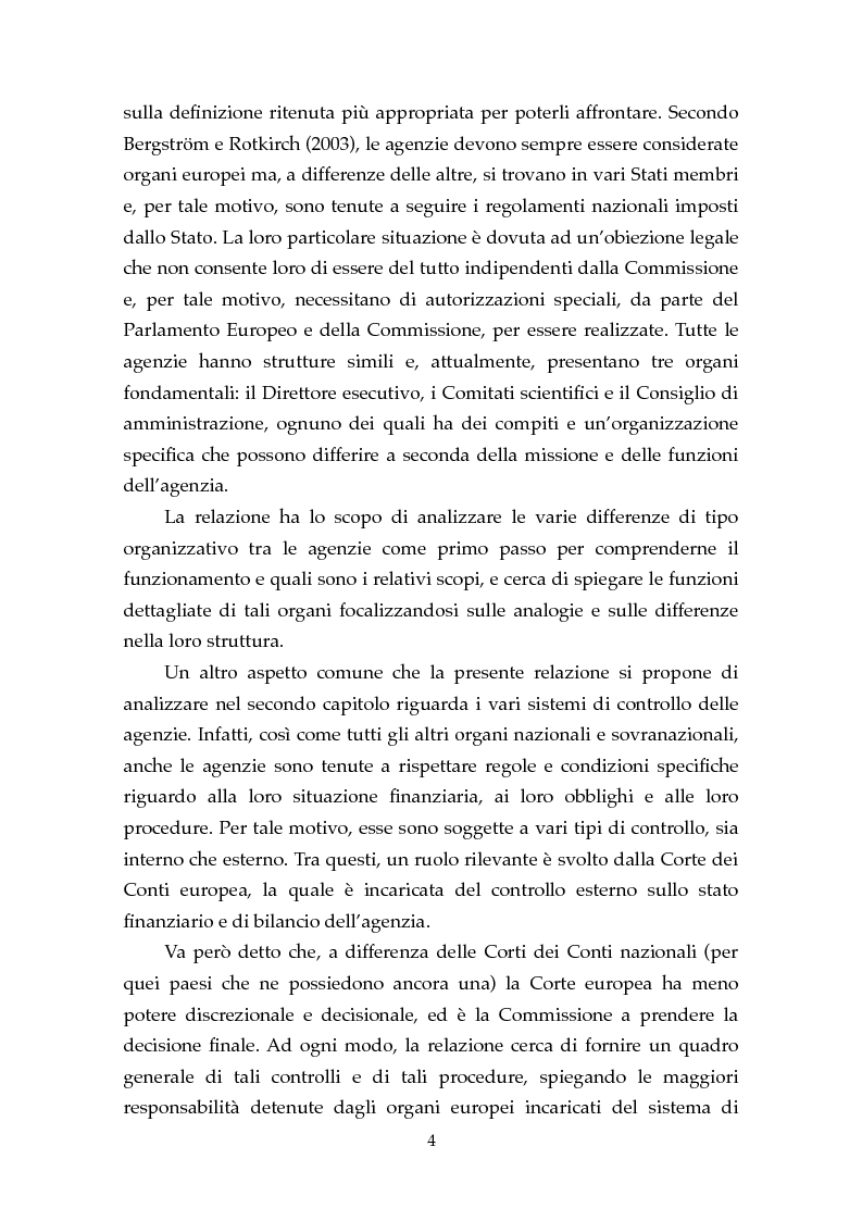 Anteprima della tesi: Le Agenzie Europee: analisi delle caratteristiche e evoluzione in ambito comunitario, Pagina 2